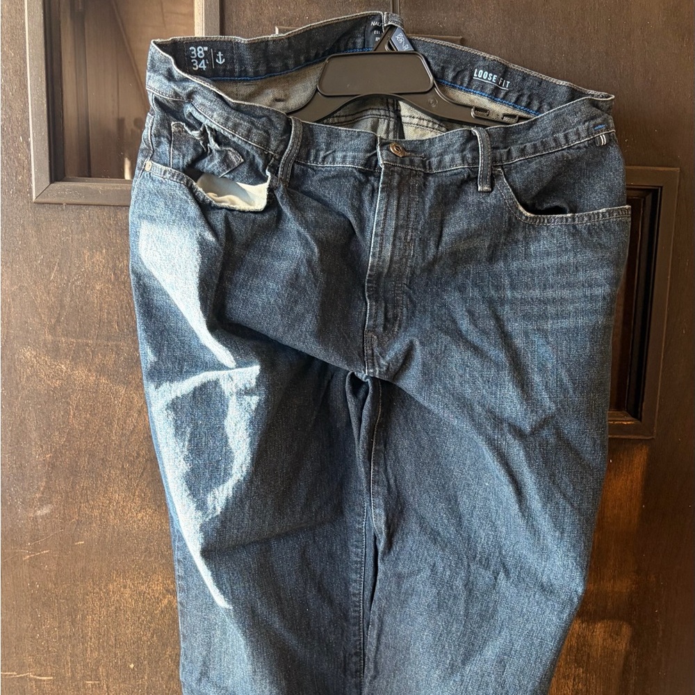 Nautica Men's Loose Fit Jeans in Deep Blue